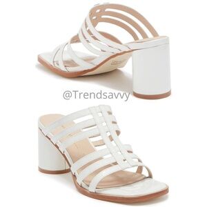 Intentionally Blank Stamps White Patent Block Heel Mule Sandals Size 11 NWT